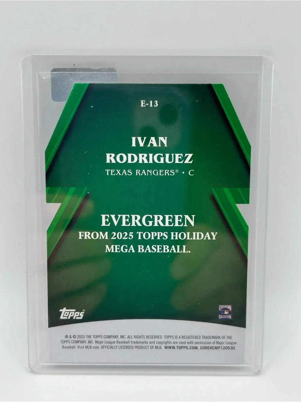 Ivan Rodriguez Evergreen Holiday Baseball Card ⚾️ Texas Rangers
